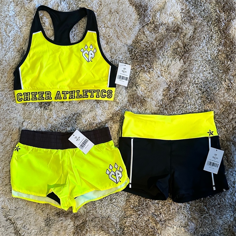 Rebel Athletics Cheer Athletics Neon Yellow 3-Piece Set in YXS
